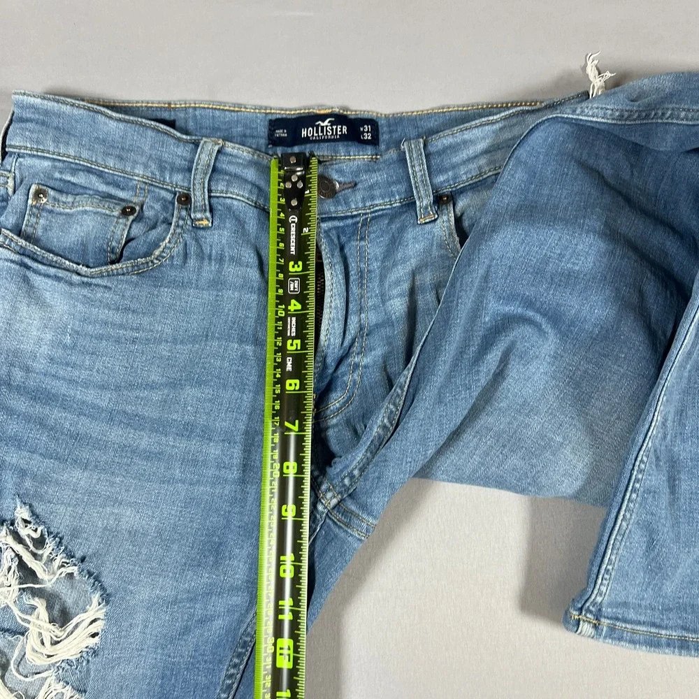 Hollister Skinny Fit Jeans Womens 31x32 Blue Denim Advanced Stretch Distressed